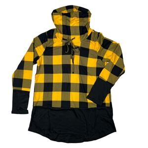 NWT LAINAB Black & Yellow‎ Slouch Neck Check Plaid Shirt • Women’s Large